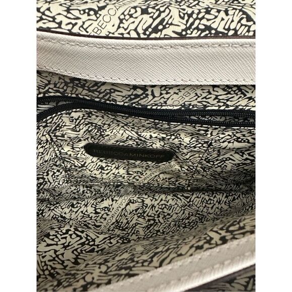 Rebecca Minkoff Handbag Bag Crossbody Hudson White Black Saffiano Leather Flap - Picture 9 of 12